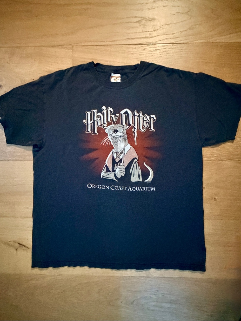 Harry Otter Oregon Coast Aquarium Parody Graphic Tee Black Mens/Unisex Large